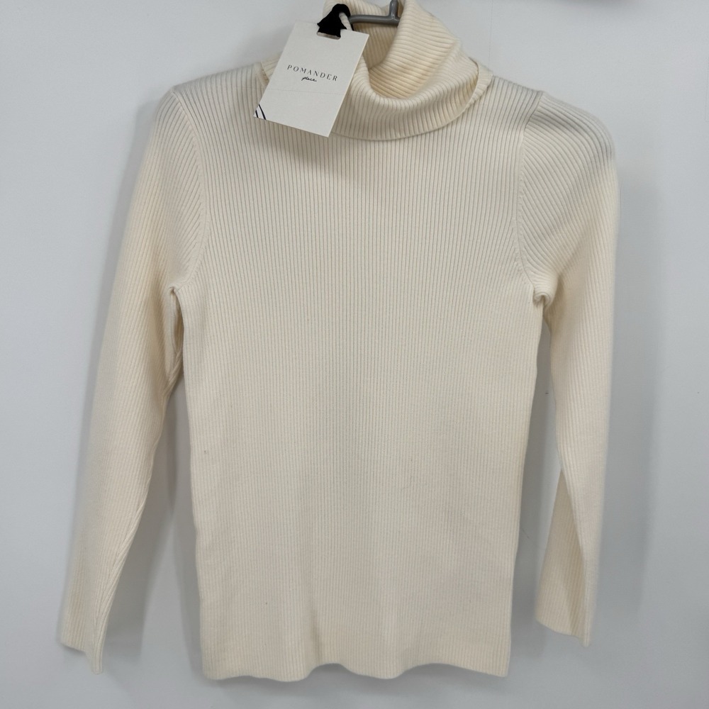 Pomander Place Tuckernuck Cream Arlo Ribbed Turtleneck Top S NWT Y22904T